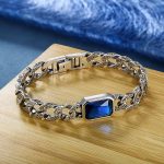 Blue Sapphire Bracelet in Silver for Men