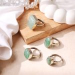 Green Aventurine Rings in Silver