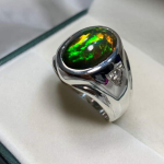 Black Opal Ring in Silver