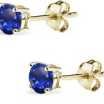 Blue Sapphire Ear Tops in Gold – Unisex