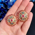 Ruby, Pearl & Turquoise Ear Studs – Women