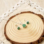 Green Aventurine Pendant & Ear Tops in Silver