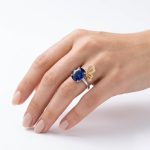 Blue Sapphire & Moissanite Ring