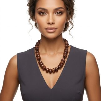 Natural Amber & Black Onyx Necklace