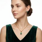 Emerald & Moissanite Gold Pendant Set