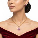 Ruby & Moissanite Gold Pendant Set