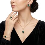 Green Tourmaline & Natural Diamond Gold Jewelry Set