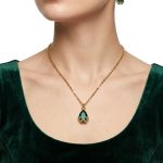 Green Tourmaline Gold Pendant Set