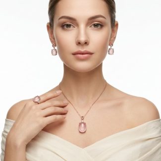 Rose Quartz Rose Gold Jewelry Set