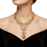 Citrine & Lab Diamond Gold Necklace Set