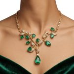 Emerald & Natural Diamond Gold Necklace