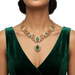Natural Emerald & Natural Diamond Gold Necklace