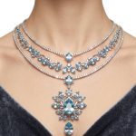 Natural Aquamarine & Lab Diamond Silver Necklace