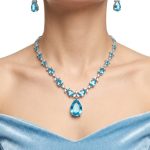 Blue Topaz & Lab Diamond Necklace Set
