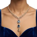 Blue Topaz & Moissanite Gold Necklace