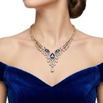 Blue Topaz & Moissanite Gold Necklace