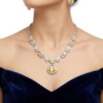 Citrine & Moissanite Silver Necklace Set