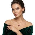 Garnet and Moissanite in gold pendant set