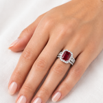 Garnet & Moissanite Silver Ring