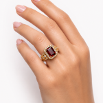 Garnet & Moissanite Gold Ring