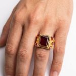 Garnet Gold Ring for Men